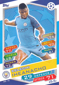 Kelechi Iheanacho Manchester City 2016/17 Topps Match Attax CL #MC15